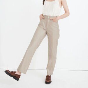 NWT! Madewell The Perfect Vintage Straight Jean: Faux Leather Edition Pumice 32